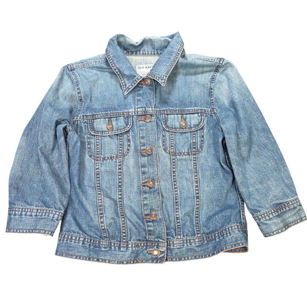 Old Navy Classic Denim Trucker Jacket Women's Size M Blue Cotton Button Front
